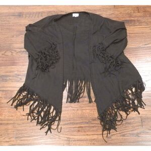 Show Me Your MuMu Women's Marfa Fringe Jacket Black Faux Suede Size Medium
